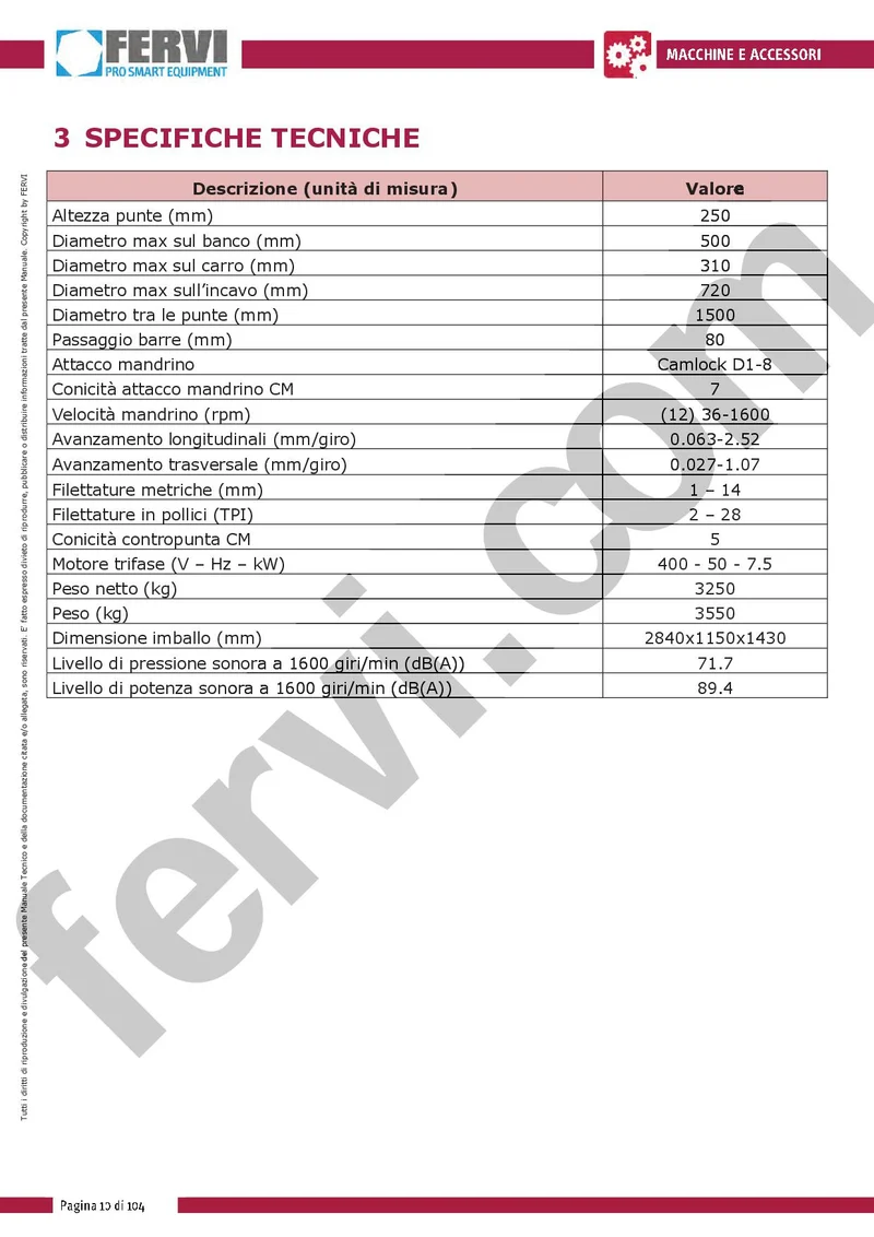 Fervi T080F - Tornio parallelo con frizione e visualizzatore