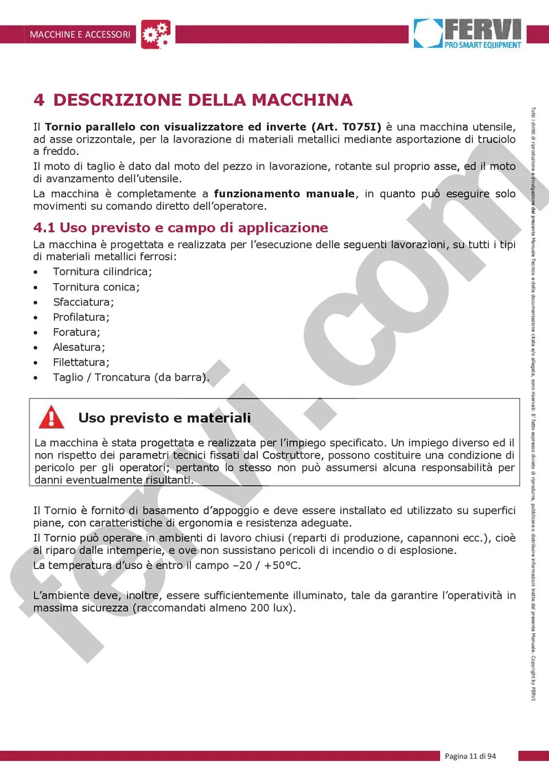 Fervi T075I - Tornio parallelo con visualizzatore ed inverter