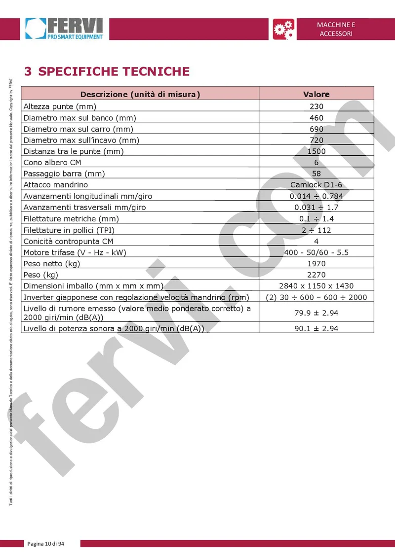 Fervi T075I - Tornio parallelo con visualizzatore ed inverter