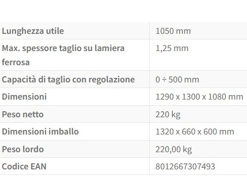 Fervi T034/105 - Cesoia per lamiera con banco