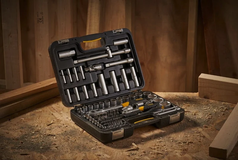 Stanley STMT17379-1 - Cassetta valigetta chiavi a bussola attacco da 1/4" e 1/2" - 96 pezzi