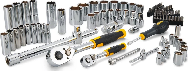 Stanley STMT17379-1 - Cassetta valigetta chiavi a bussola attacco da 1/4" e 1/2" - 96 pezzi