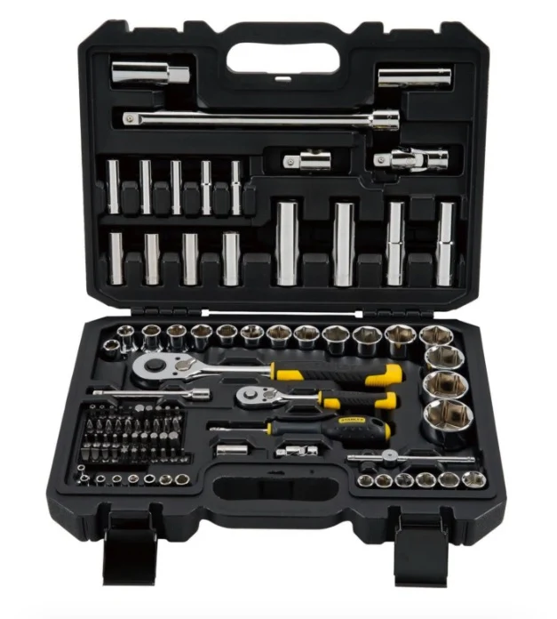 Stanley STMT17379-1 - Cassetta valigetta chiavi a bussola attacco da 1/4" e 1/2" - 96 pezzi