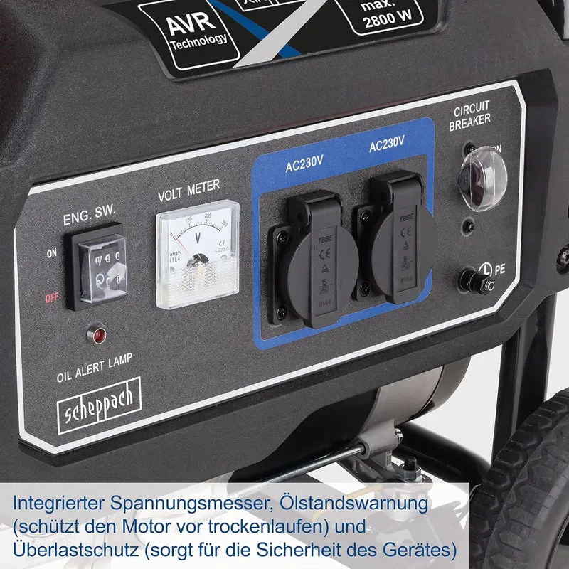 Scheppach SG3200X - Generatore di corrente a benzina 2,8 Kw max - monofase