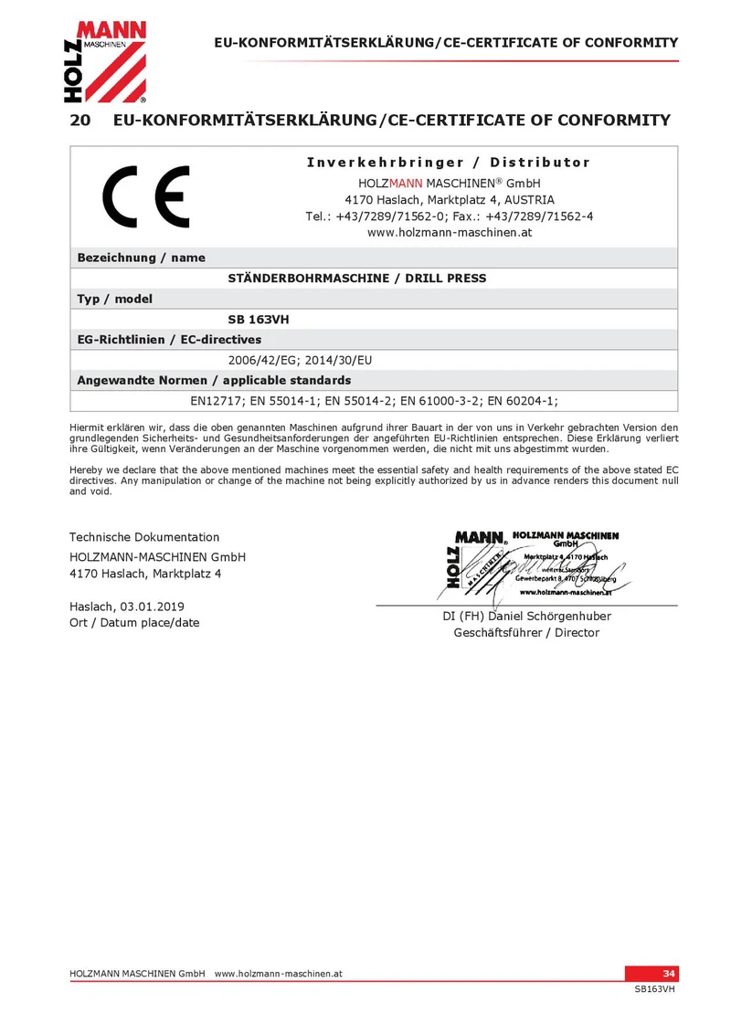 HOLZMANN sb163vh Trapano a colonna a cinghia 230v mandrino da 16 mm 1100W