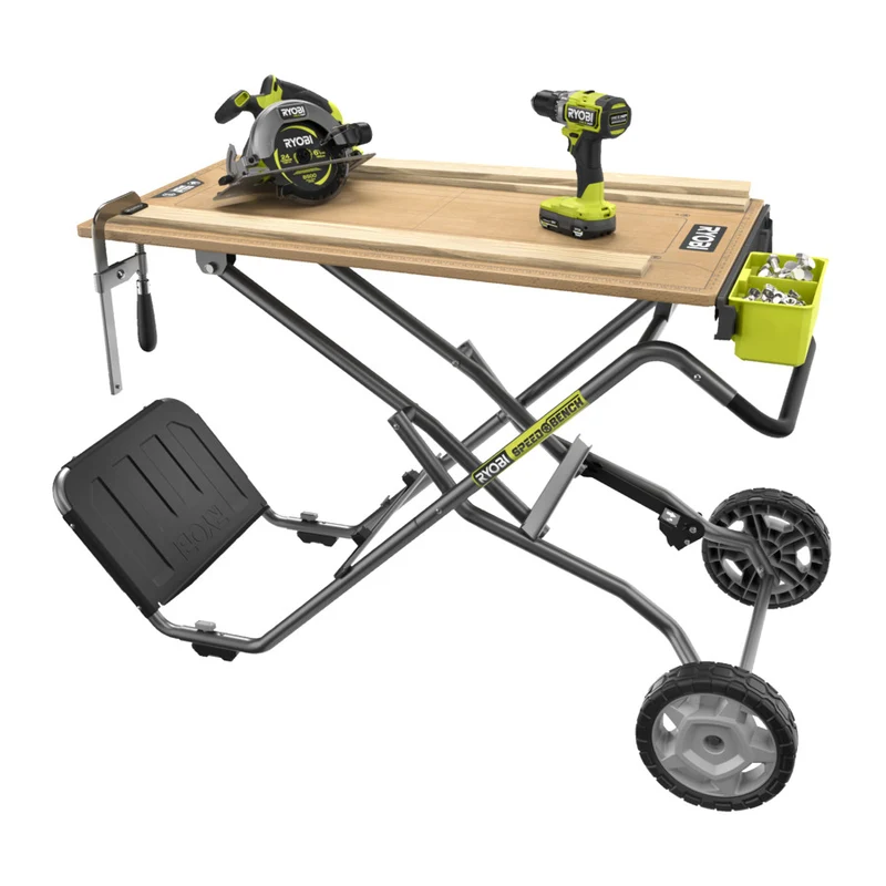 Ryobi RWBSB-01 - Banco da lavoro pieghevole e carrello in legno su ruote