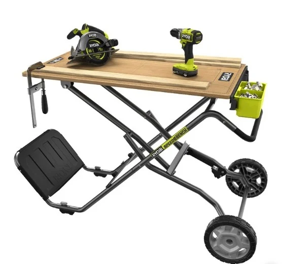 Ryobi RWBSB-01 - Banco da lavoro pieghevole e carrello in legno su ruote