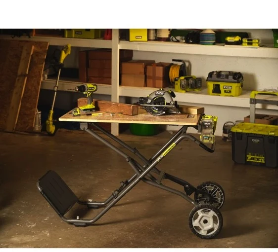 Ryobi RWBSB-01 - Banco da lavoro pieghevole e carrello in legno su ruote
