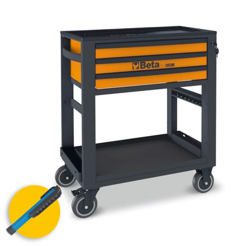 Beta RSC51-FO - Carrello attrezzi da officina di servizio con 3 cassetti (vuoto) - Arancione/Antracite