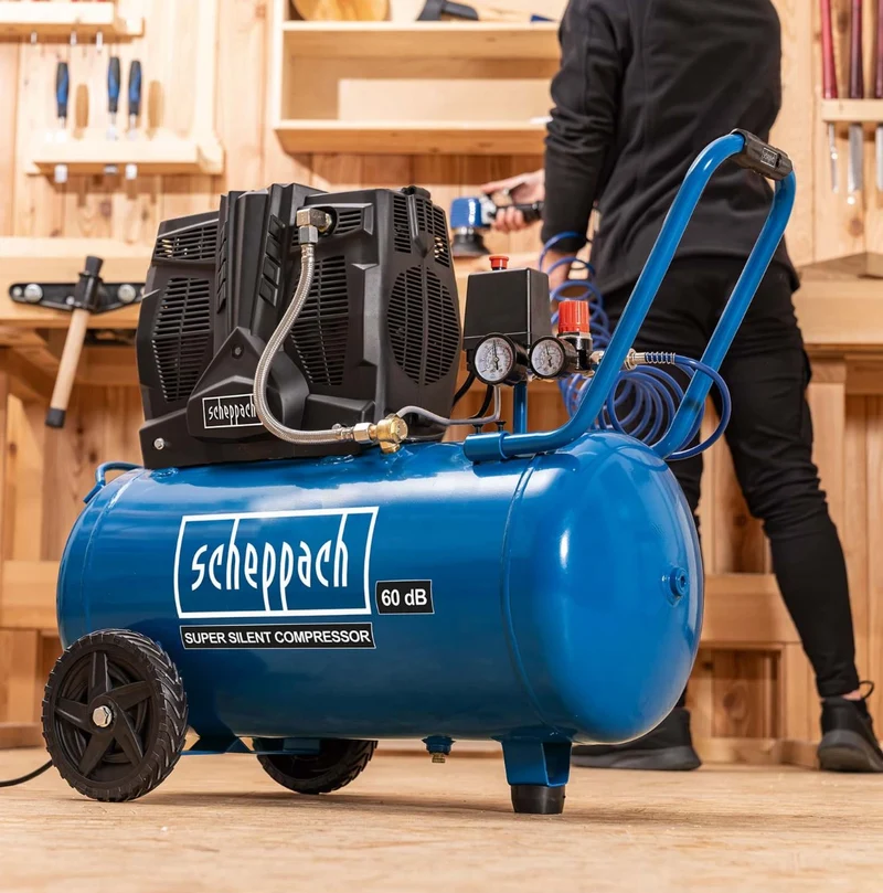 Scheppach hc51si Compressore aria super silenziato 50lt 1.5Kw 8 bar