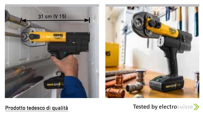 Rems Mini-Press 22V ACC - Pressatrice a batteria per tubi fino a Ø 40 mm