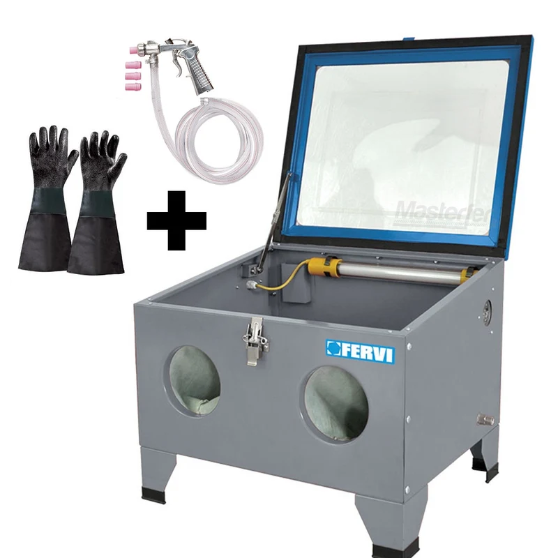 Fervi 0580S - Sabbiatrice da banco per officina completa di pistola e guanti con OMAGGIO