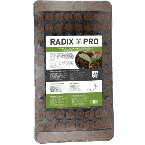 RADIX PRO - VASSOIO DA 104 CUBETTI UMIDI - ZUPPA DI COLTIVAZIONE PROFESSIONALE