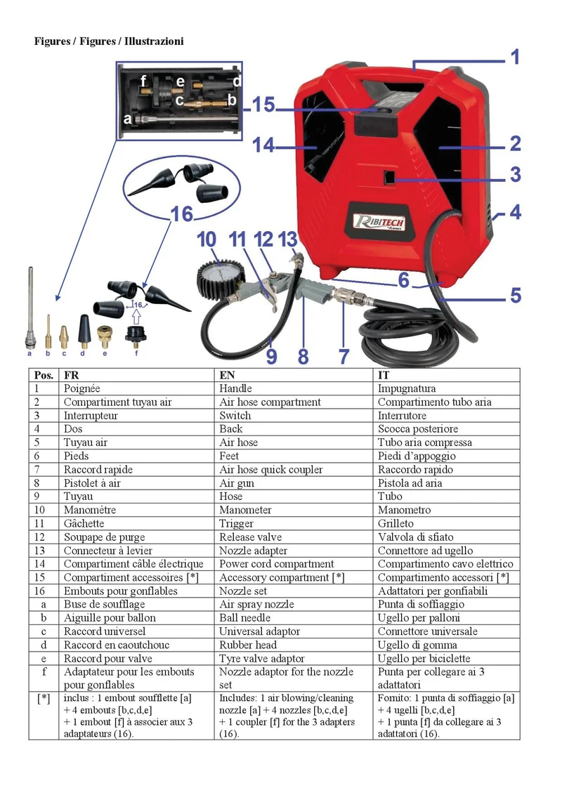 Ribimex PRCOMP1/KIT - Compressore portatile