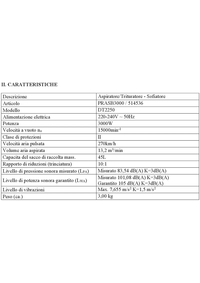 Ribimex PRASB3000 - Aspiratore - Soffiatore Motopro 3000W
