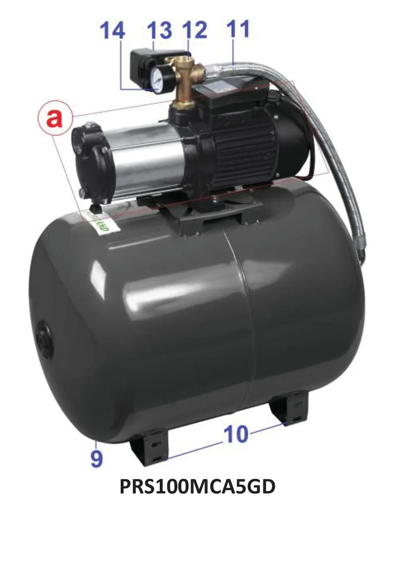 Ribimex PRS100MCA5GD - Compressore 100L con pompa 5 turbine