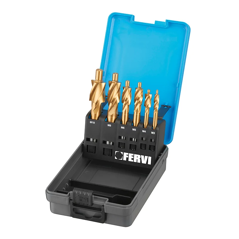 Fervi L018S - Serie lamatori con attacco cilindrico per prefori di filettature