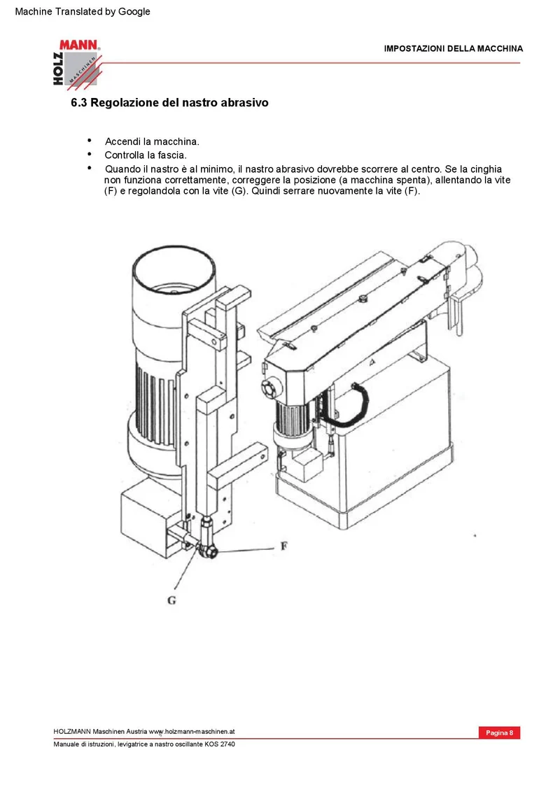Holzmann KOS2740C_400V levigatrice a nastro oscillante