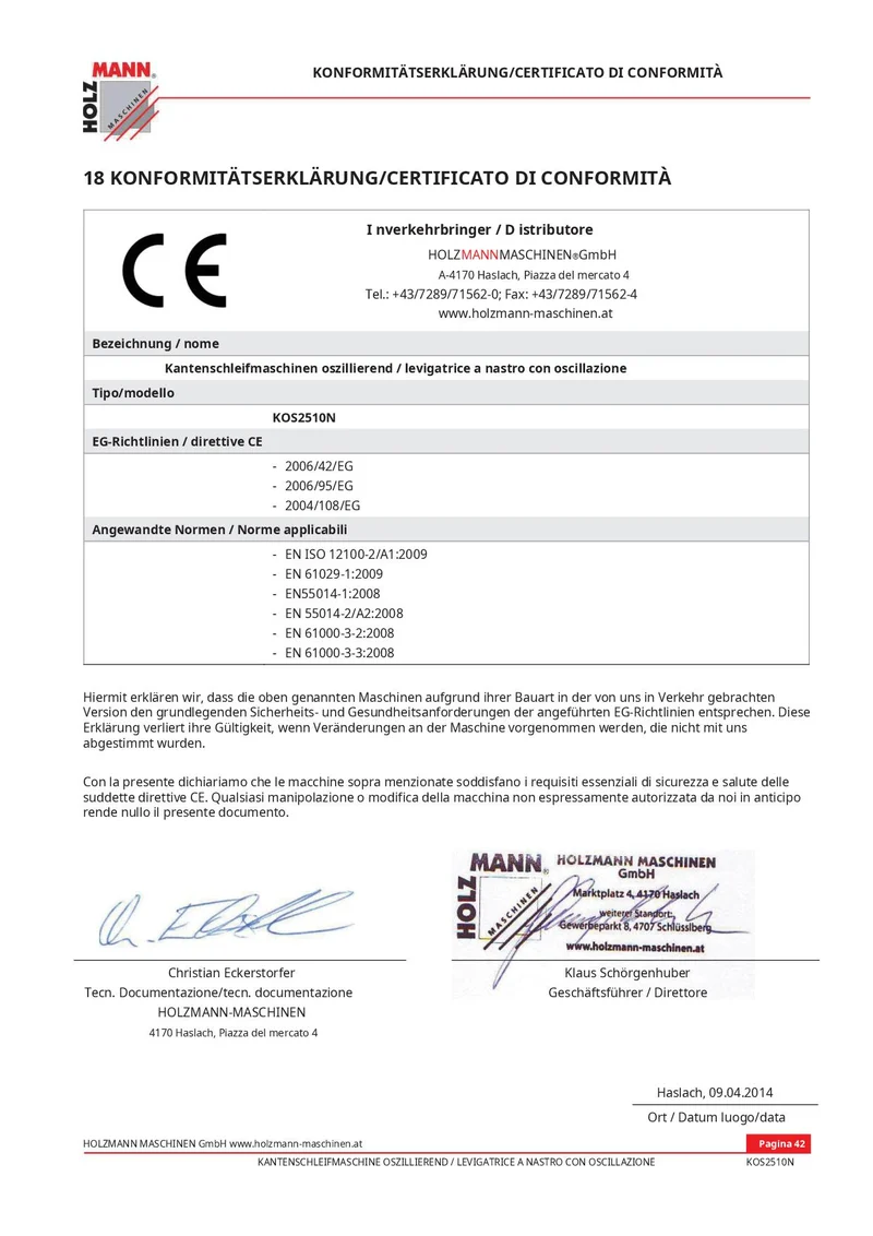 Holzmann KOS 2510N - Levigatrice a nastro oscillante, 230V