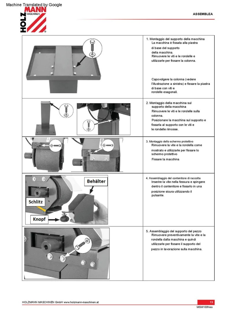 Holzmann MSM100NEO - Levigatrice a nastro per Metalli, 230V