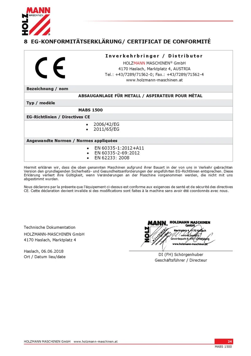 HOLZMANN mabs1500 230V Aspiratore polvere metalli trucioli metallici