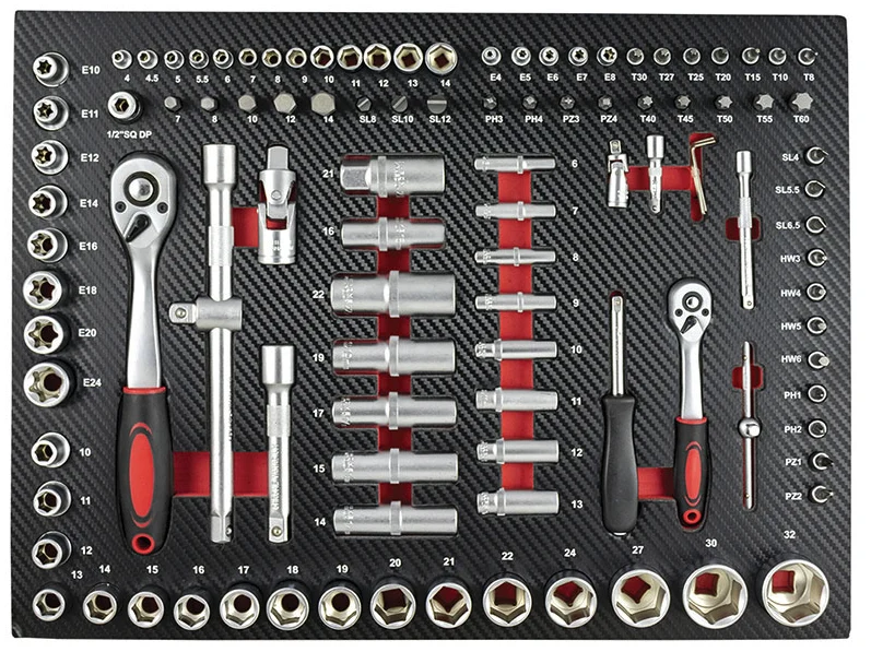 Fermec M53686 - Assortimento attrezzi in termoformati morbidi per carrello - 172 utensili