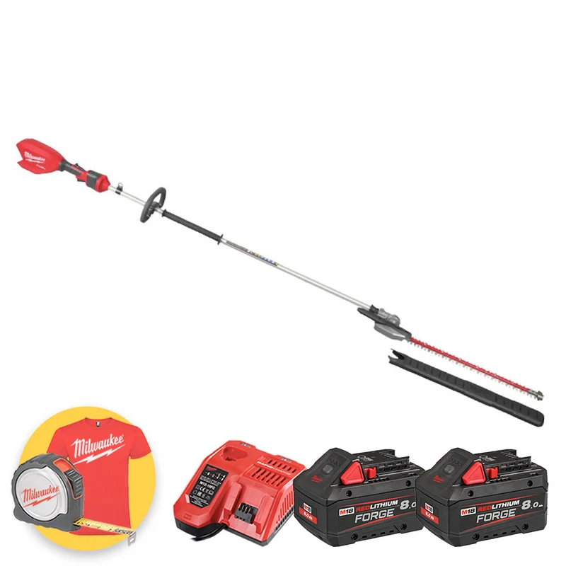 Milwaukee M18 FHETE27-802 - Tagliasiepi a batteria 18V con asta da 267 cm - 2 X 8AH FORGE