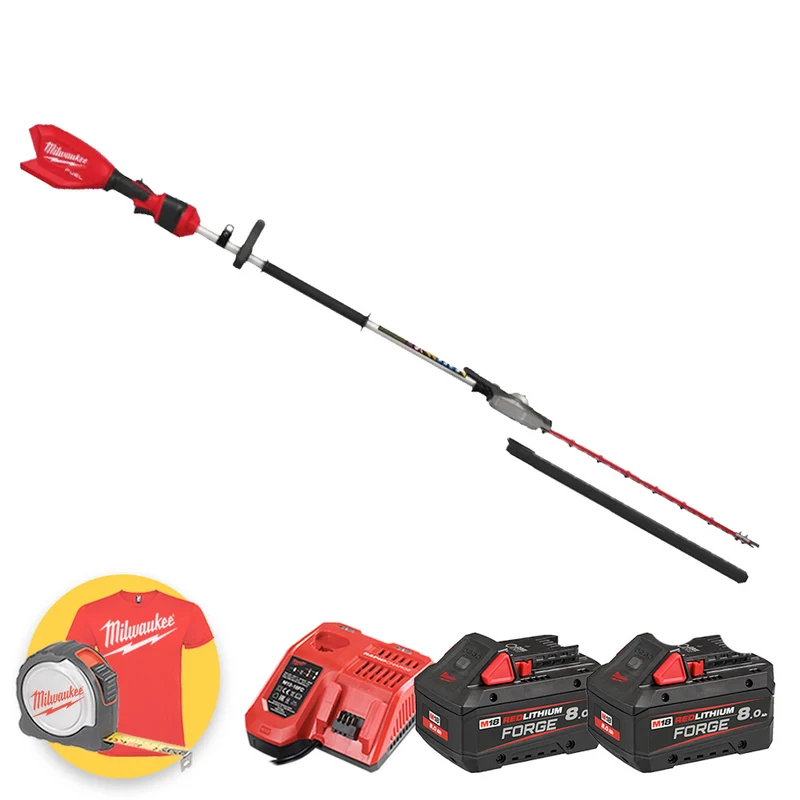Milwaukee M18 FHETE22-802 - Tagliasiepi a batteria 18V con asta da 216 cm - 2 X 8AH FORGE