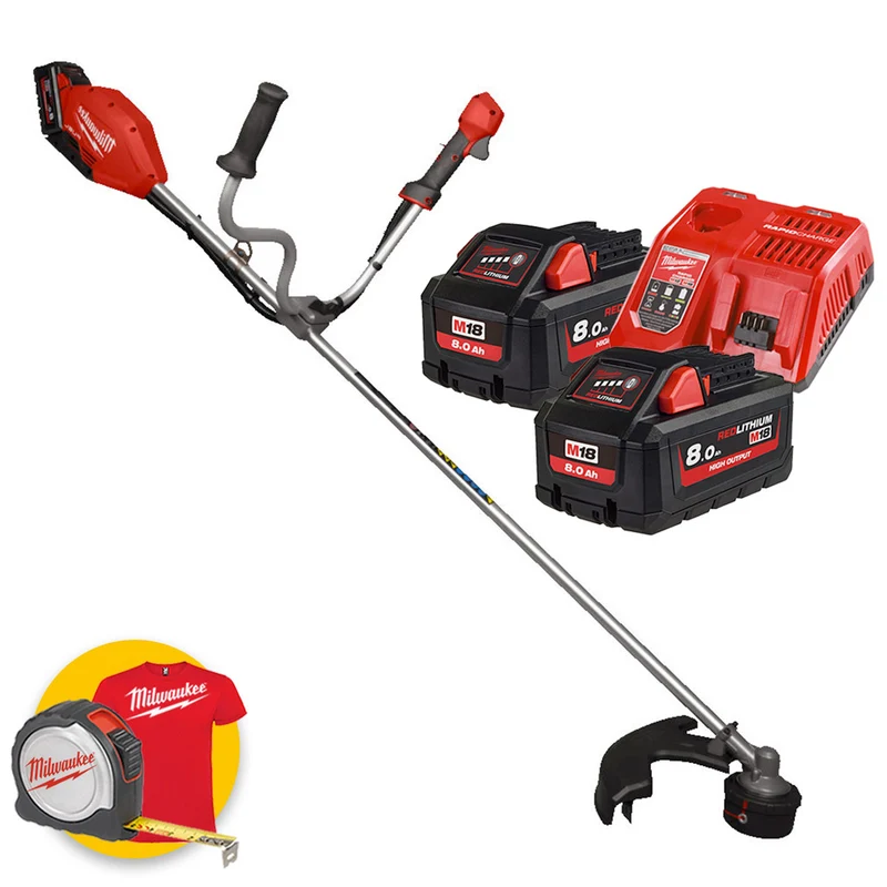 Milwaukee M18 FBCU-802 - Decespugliatore a batteria 18V a lama e filo, 2 batterie da 8Ah FORGE