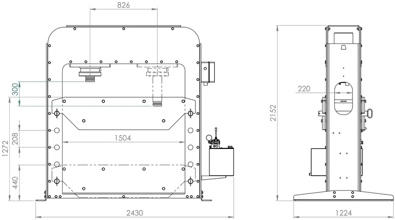 AxA PM110/15 - Pressa idraulica motorizzata con pistone mobile, capacità 110 ton 1500 mm