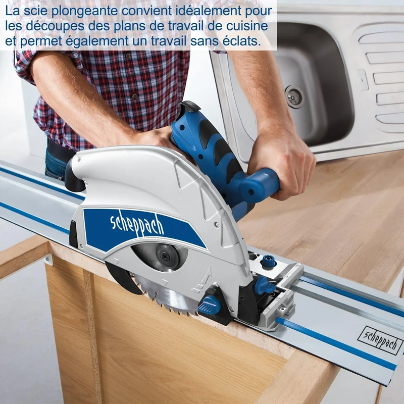 Scheppach PL75 - Sega circolare a immersione 210mm barra guida 1400mm e accessori