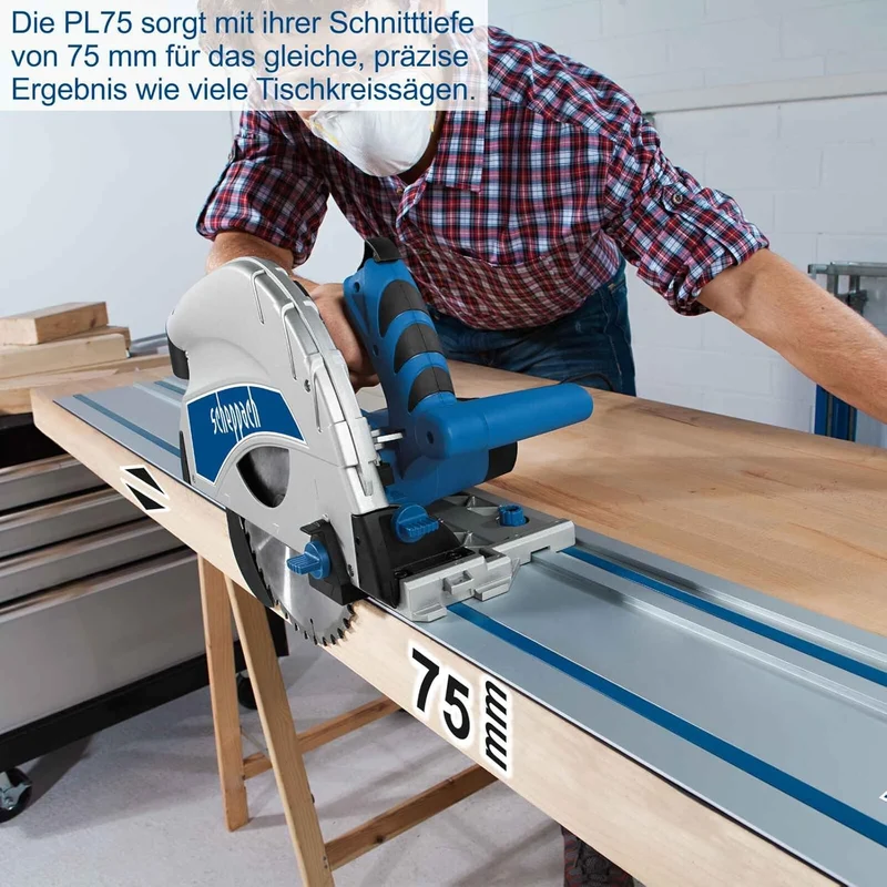 Scheppach PL75 - Sega circolare a immersione 210mm barra guida 1400mm e accessori