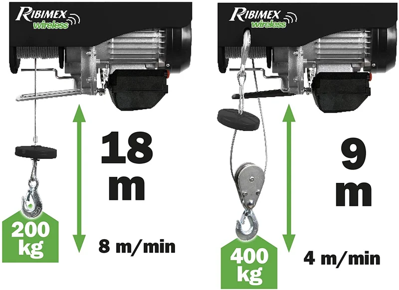Ribimex PE200/400T - Paranco elettrico telecomandato con bandiera