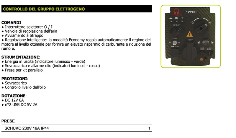 Pramac P2200I - Generatore di corrente Inverter silenziato 1,9 Kw