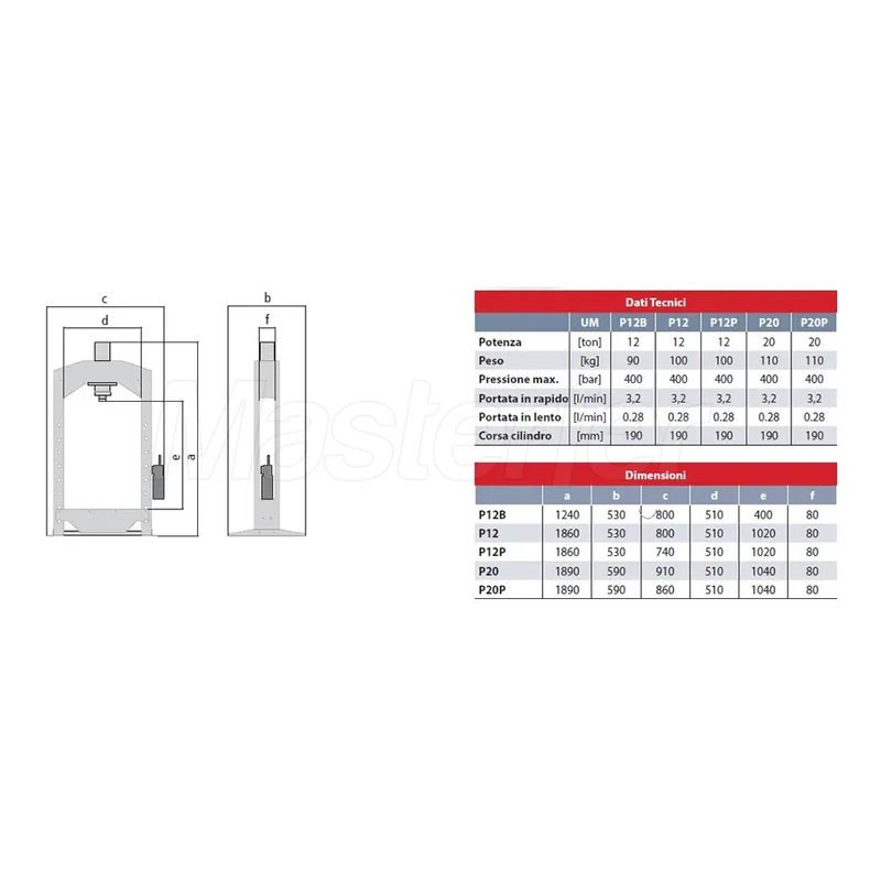 AxA P20 - Pressa manuale idraulica 20 ton