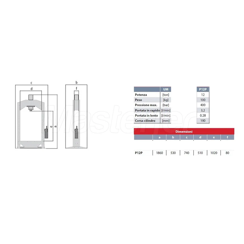 AxA P12P - Pressa pneumatica a pedale 12 ton