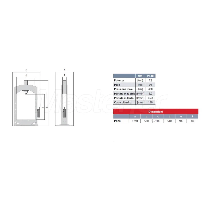 AxA P12B - Pressa manuale idraulica da banco 12 ton