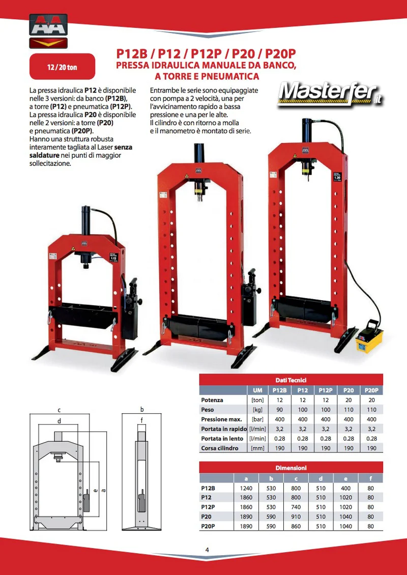 AxA P12 - Pressa manuale idraulica 12 ton