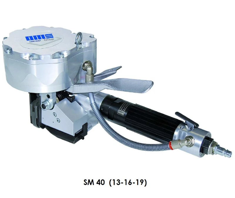 OMSTRAP SM 40 Tendireggia pneumatico chiusura con sigillo overlapp per reggia acciaio 13/16/19mm