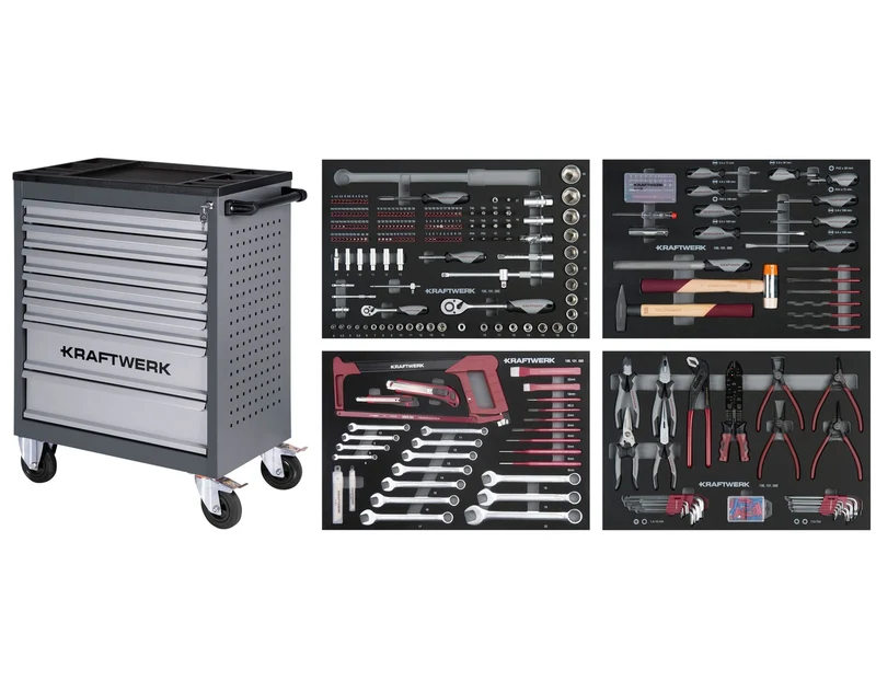 Kraftwerk B117 - Carrello attrezzi per officina completo, 7 cassetti, 339 pezzi cod. 102.117.101