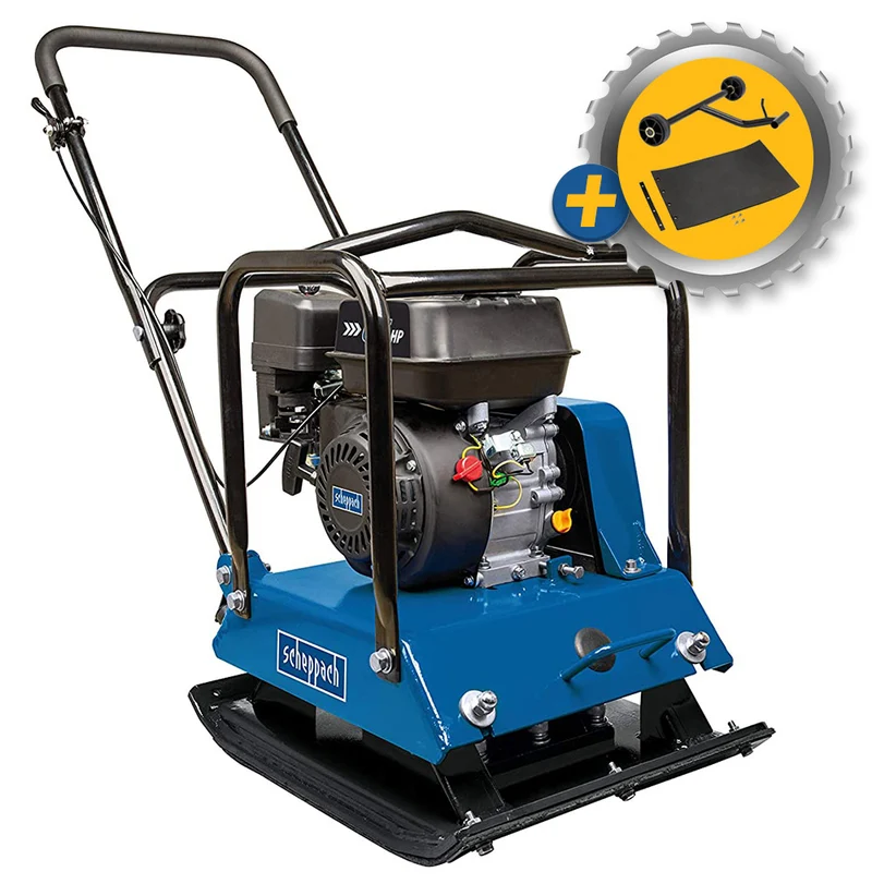 Scheppach HP2200S - Vibrocostipatore compattatore per terreno a piastra vibrante 25000N