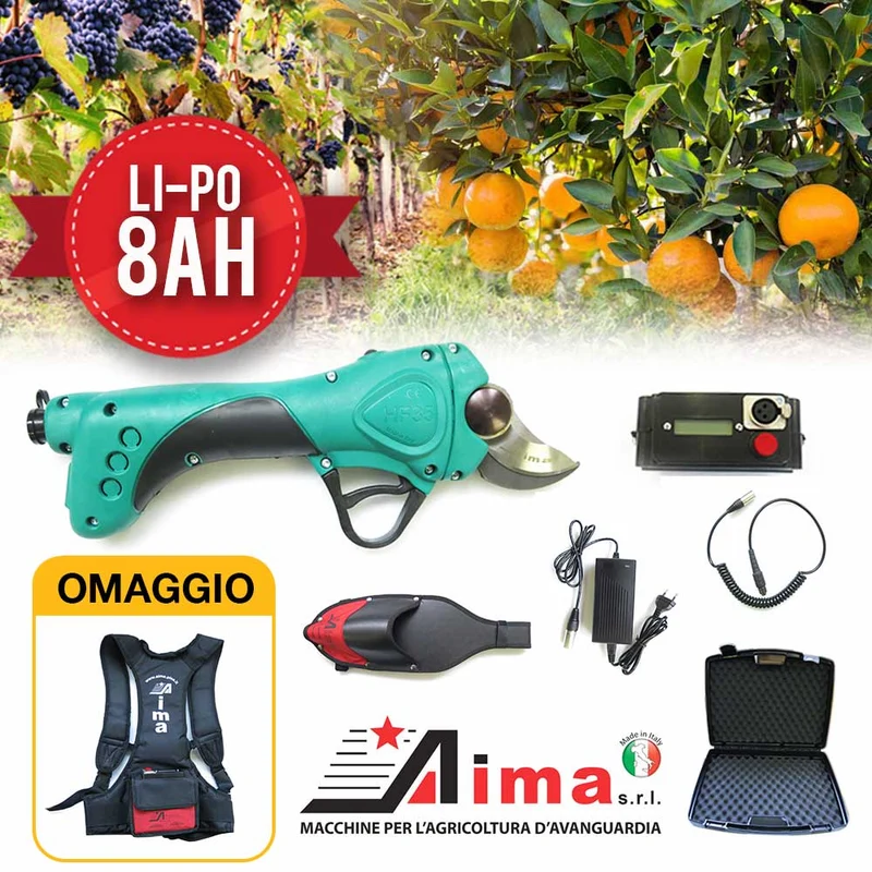 Aima HF 35 - Forbici elettriche da potatura a batteria Li-Po da 8 Ah PROFESSIONALI