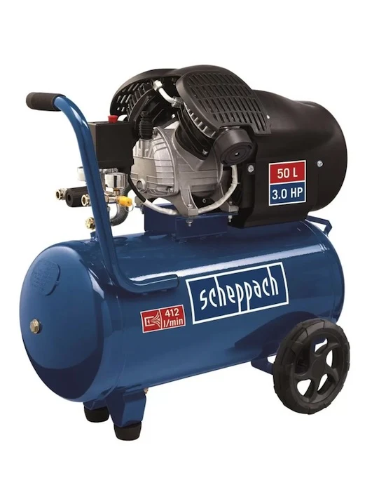 Scheppach HC52DC - Compressore aria 50lt lubrificato portatile bicilindrico V - 8bar
