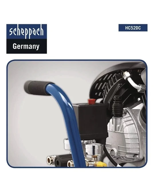 Scheppach HC52DC - Compressore aria 50lt lubrificato portatile bicilindrico V - 8bar