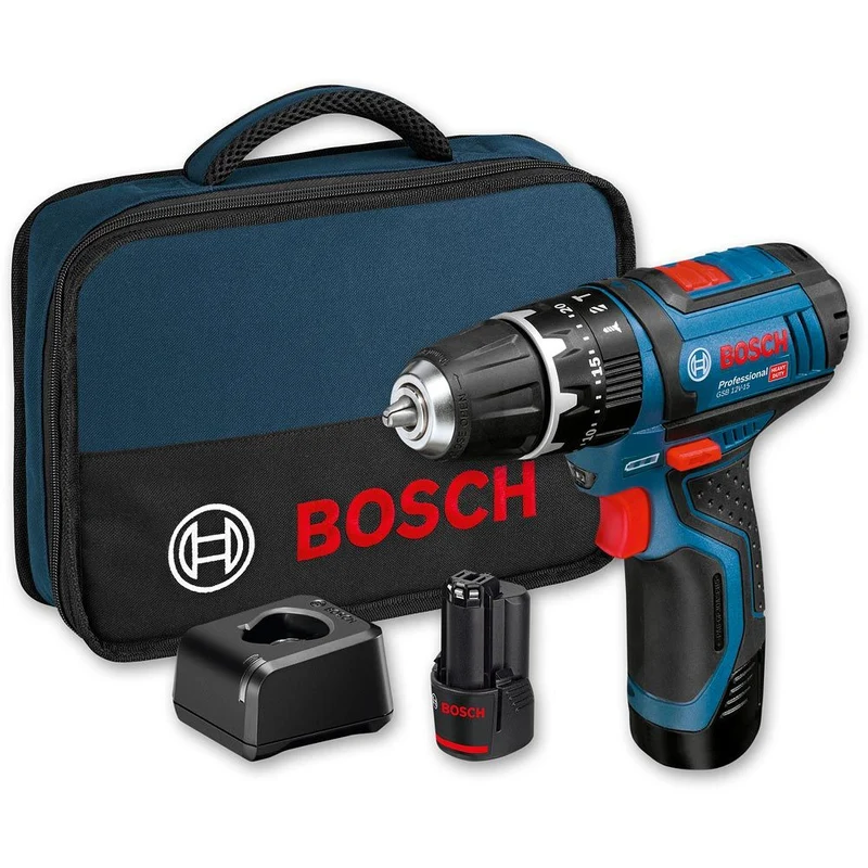 Bosch GSB 12V-15 Professional Trapano avvitatore, 2 x 2Ah in borsa