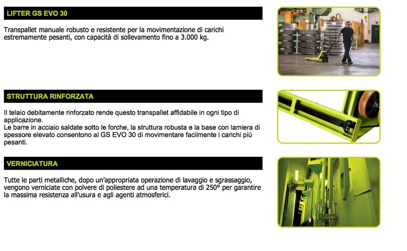 Pramac GS EVO 30S4 1500X525 - Transpallet professionale a forche lunghe 3000 Kg