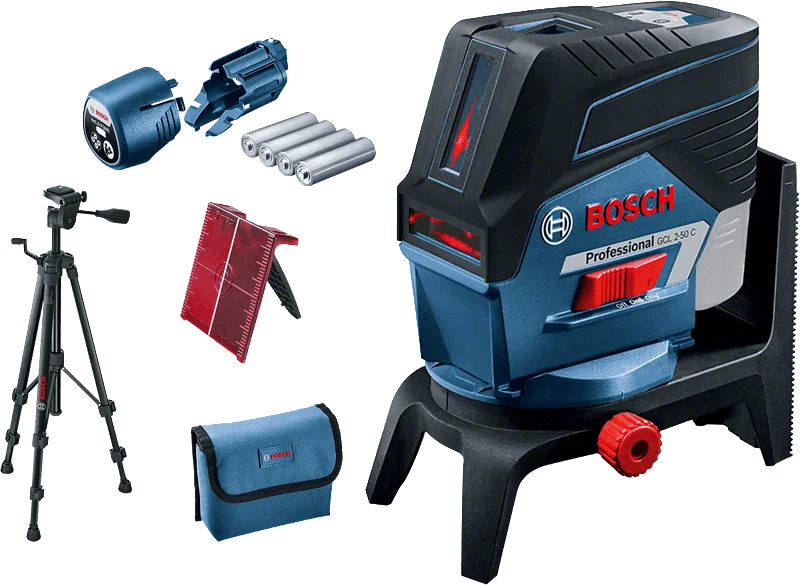 Bosch GCL 2-50 C Professional - Livella laser combinata con 4 batterie (AA) e adattatore