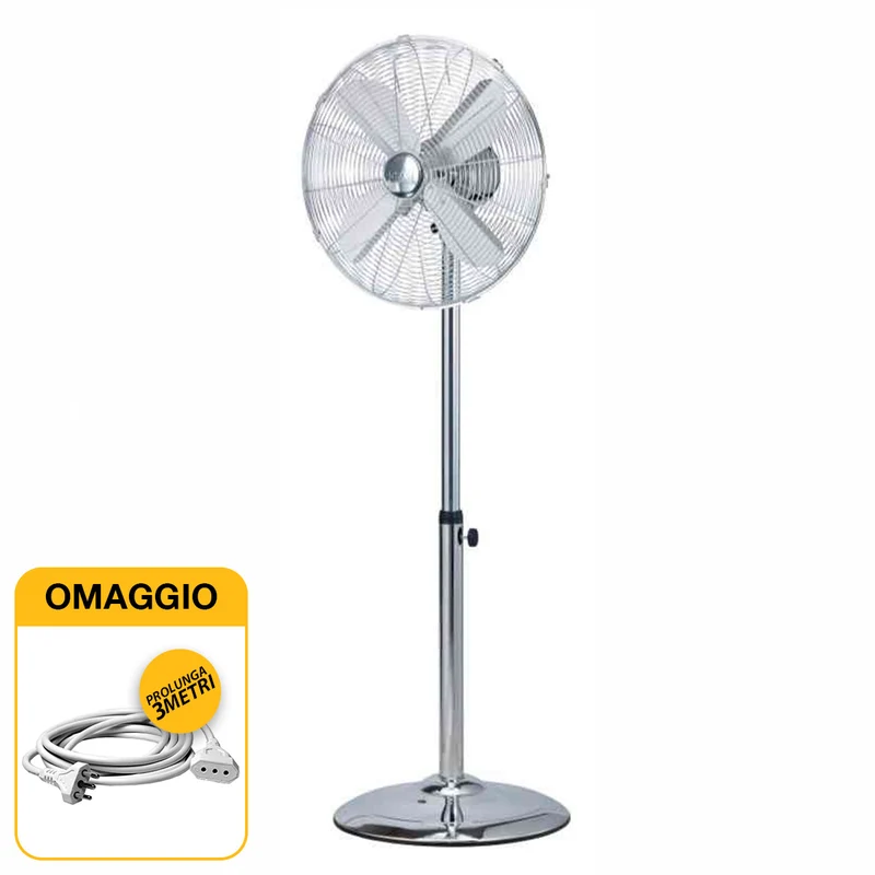 CGF Cromo 40 - Ventilatore a piantana in metallo diametro 40 cm con OMAGGIO