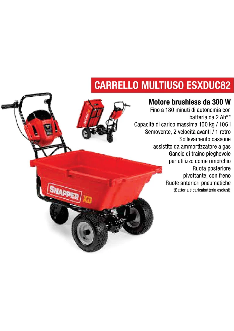 Carrello multiuso a batteria Snapper ESXDUC82 solo macchina