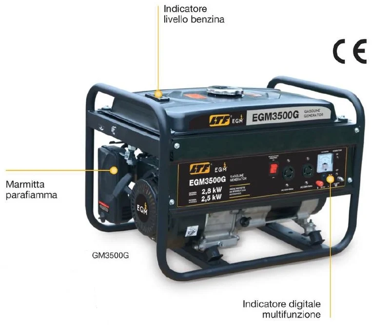 Ltf EGM3500G - Generatore di corrente 220V , max 2,8 Kw Benzina con AVR